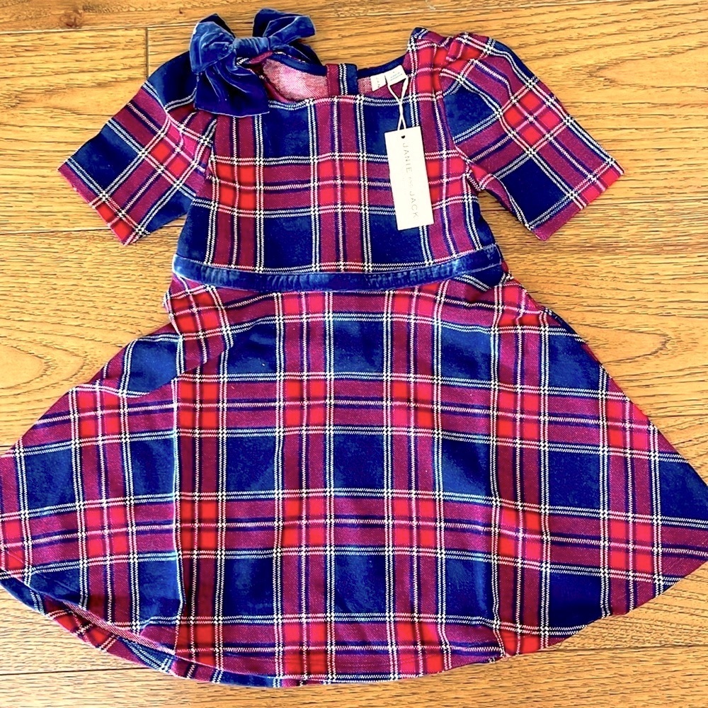 Janie and Jack Plaid Jacquard dress, Size 4. Brand new, never been worn.
